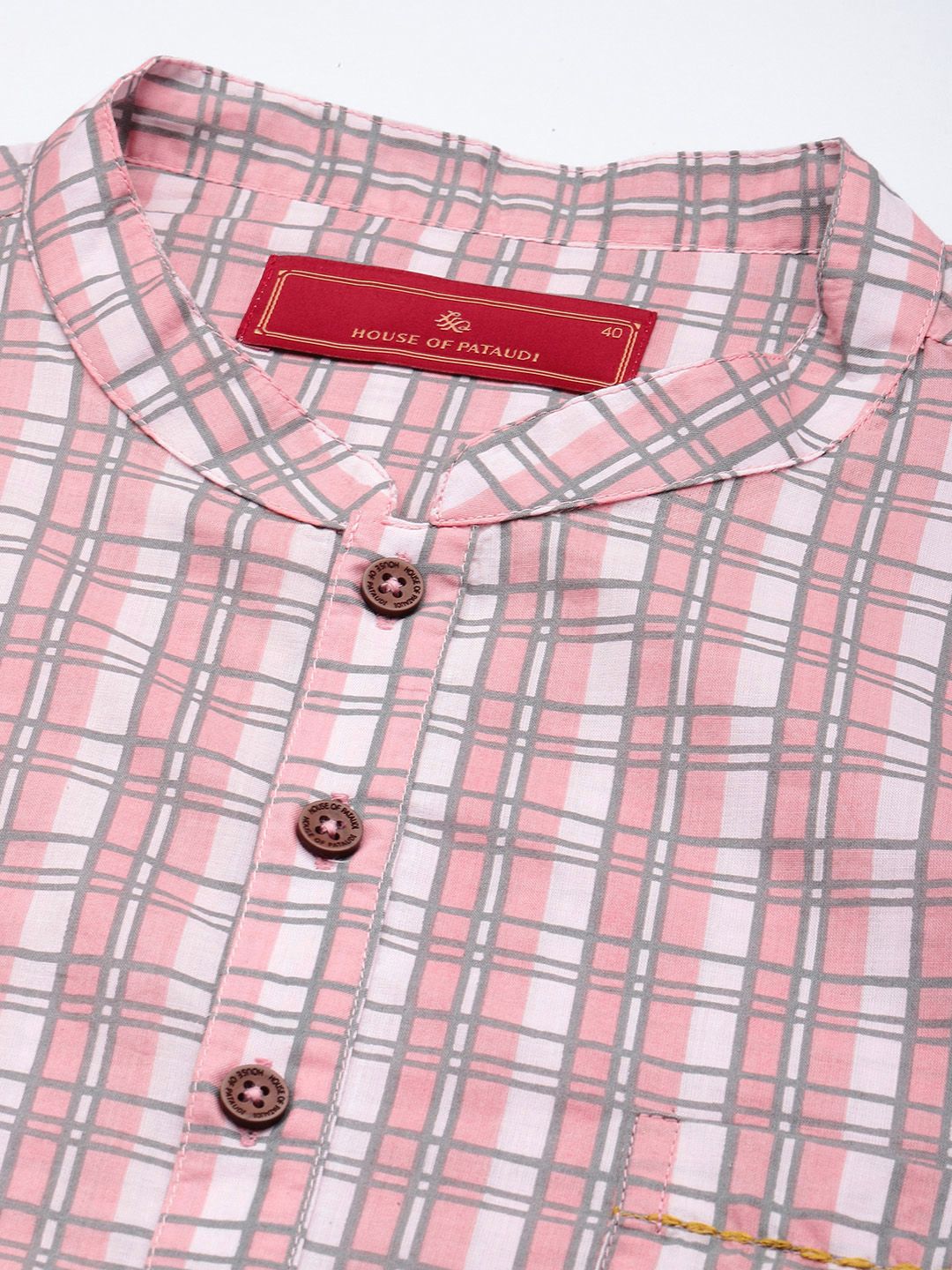 House of Pataudi  Jashn Pure Cotton Checked Kurta