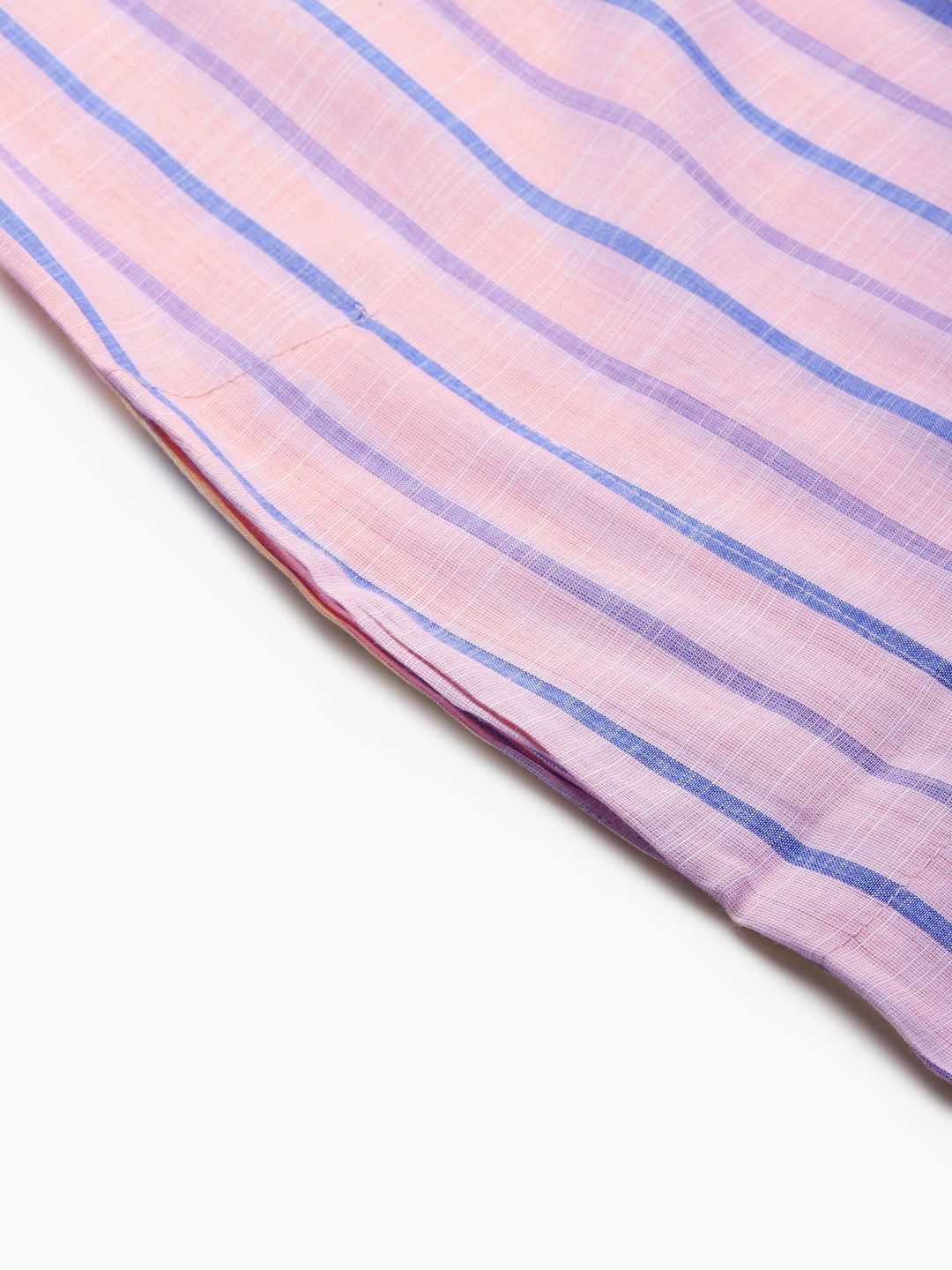 SOJANYA Men Pink & Blue Pure Cotton Striped Kurta