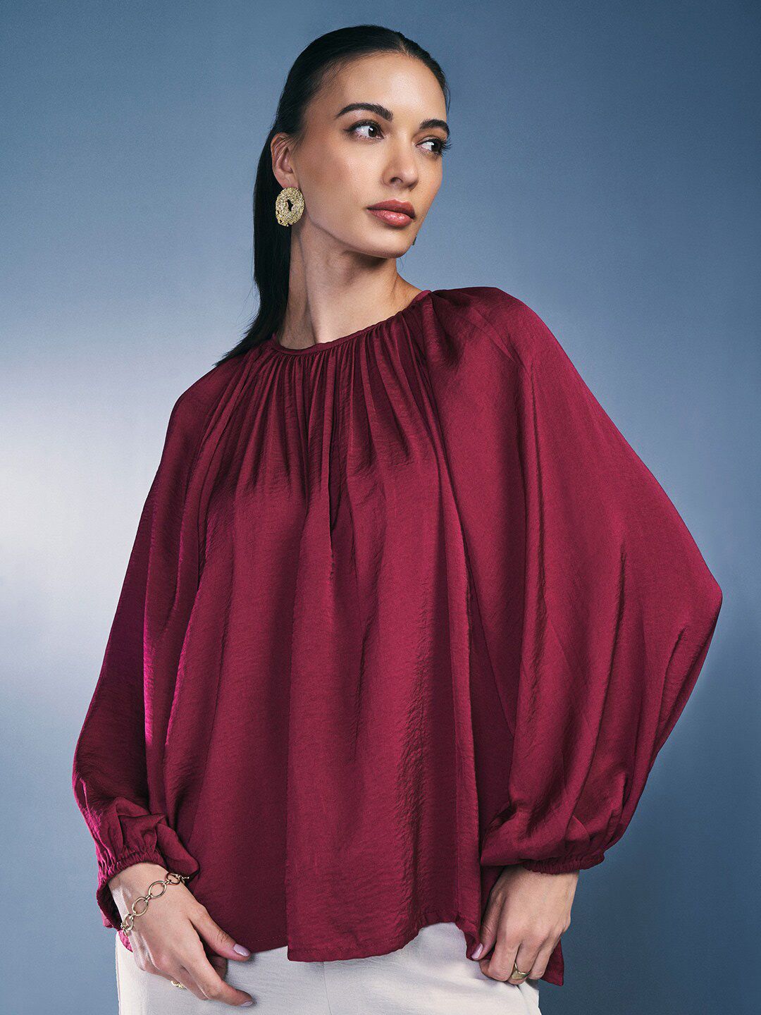AND Raglan Sleeves Gathered A-Line Top