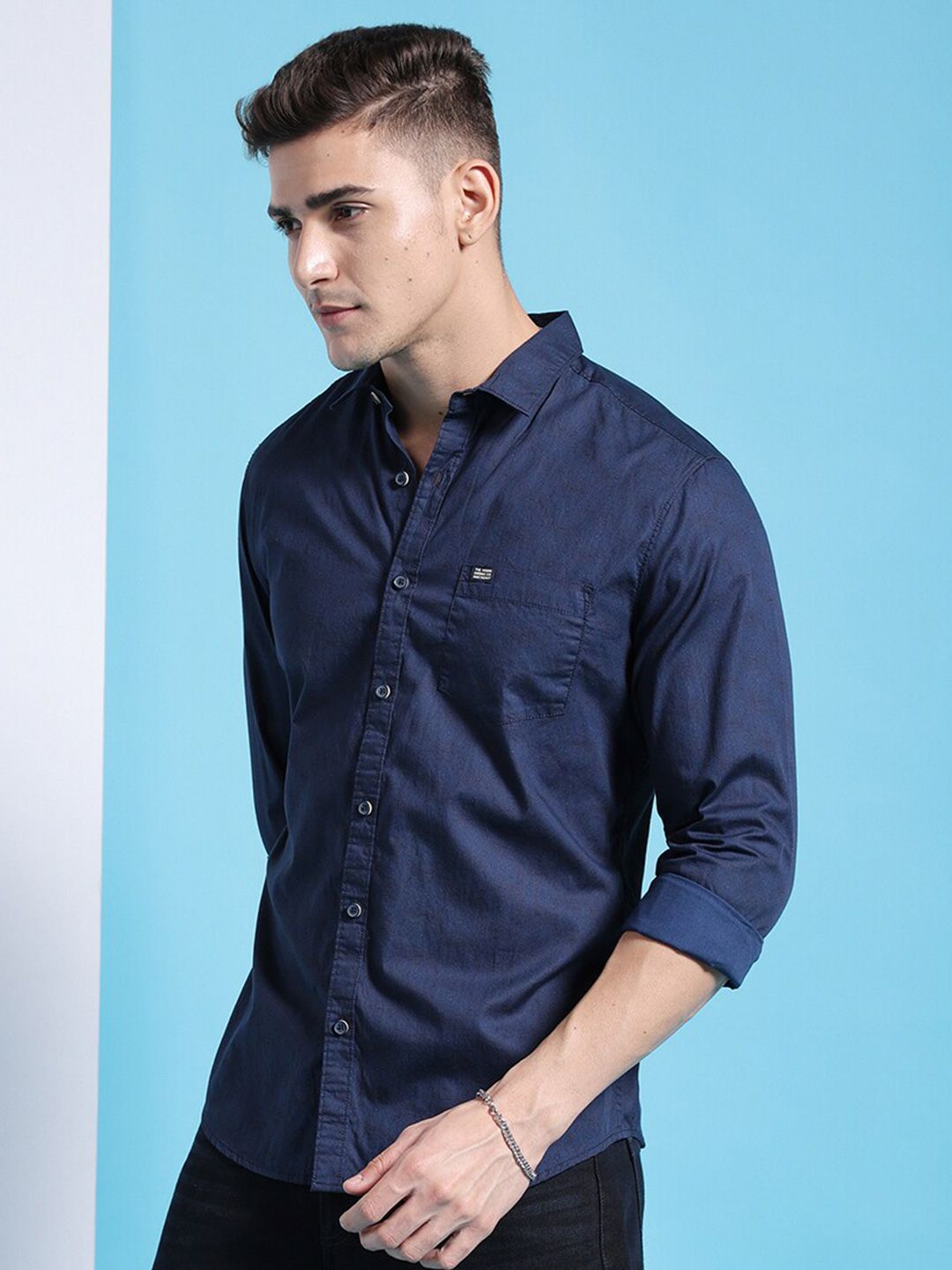 The Indian Garage Co Spread Collar Slim Fit Abstract Printed Casual Pure Cotton Shirt