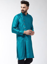 SOJANYA Kurta Lurus Bercetak Biru Lelaki