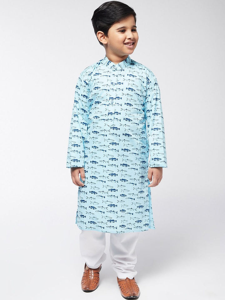 SOJANYA Boys Blue Printed Kurta