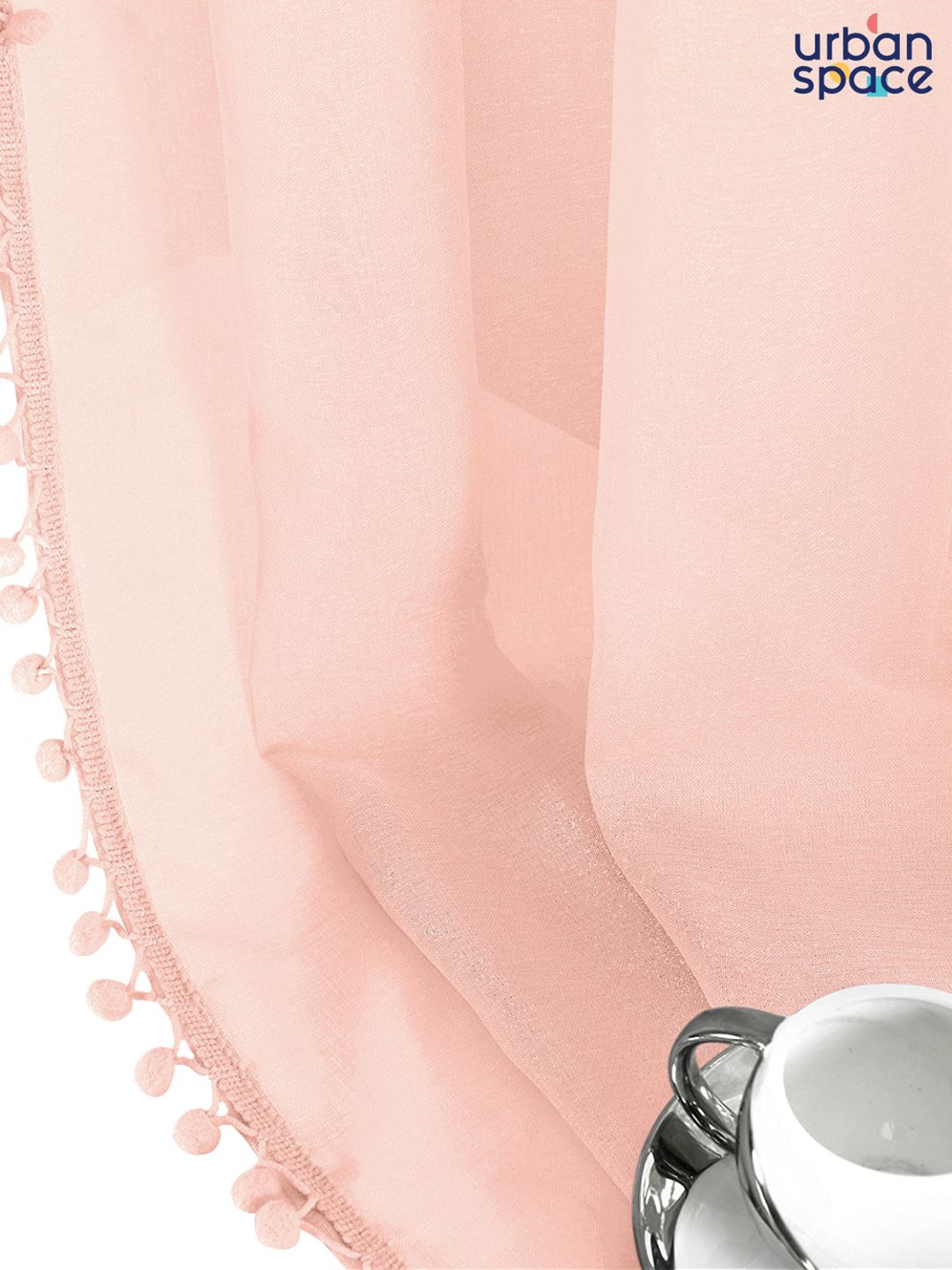 URBAN SPACE Set of 2 Pink Solid Window Curtains