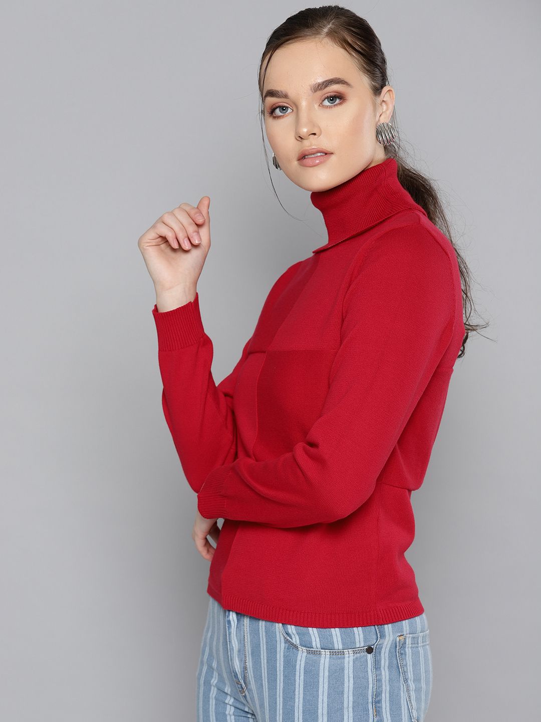 STREET 9 Women Red Solid Sweater