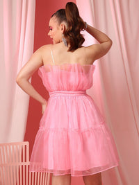 STREET 9 Off Shoulder Net Fit & Flare Above Knee Dress
