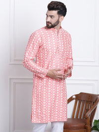 SOJANYA Benang Sulam Bunga Berfungsi Kurta Lurus