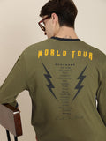 DILLINGER Men Olive Green Printed Cotton Oversized  T-shirt