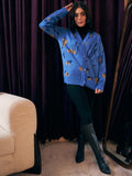 Berrylush Abstract Printed V-Neck Cardigan