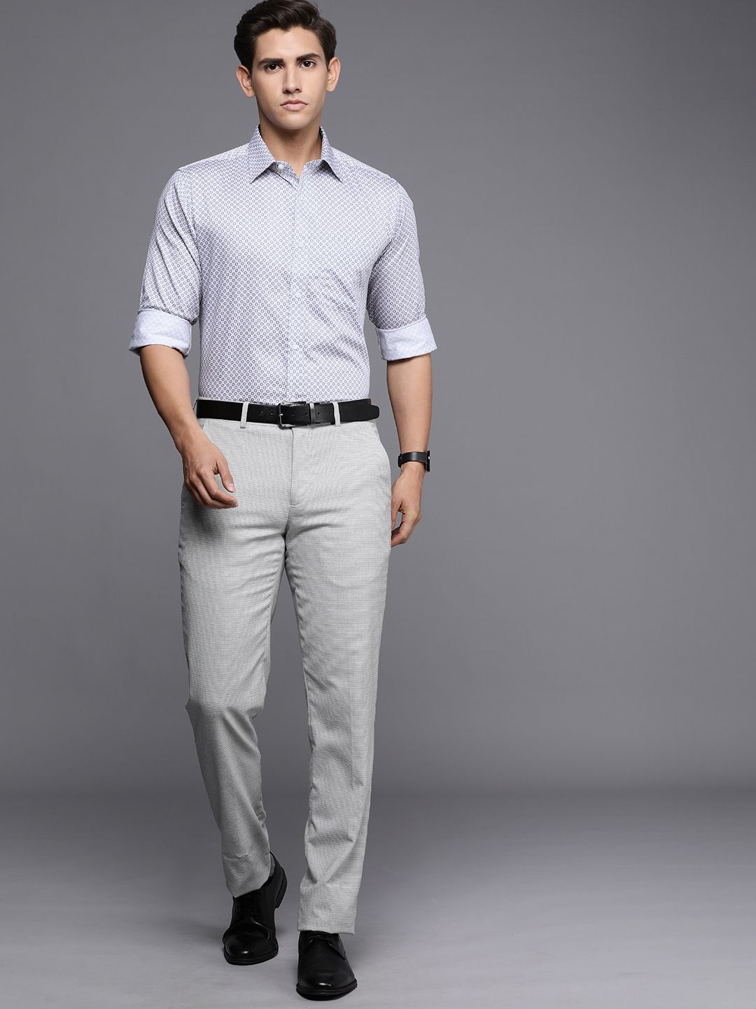 Raymond Pure Cotton Slim Fit Opaque Printed Formal Shirt