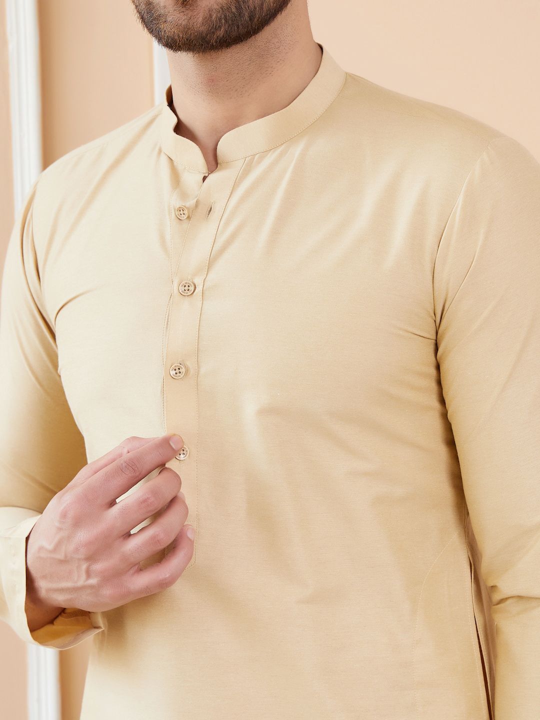 See Designs Mandarin Collar Pure Cotton Straight Kurta