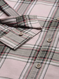 The Indian Garage Co Men Pink Checked Casual Shirt