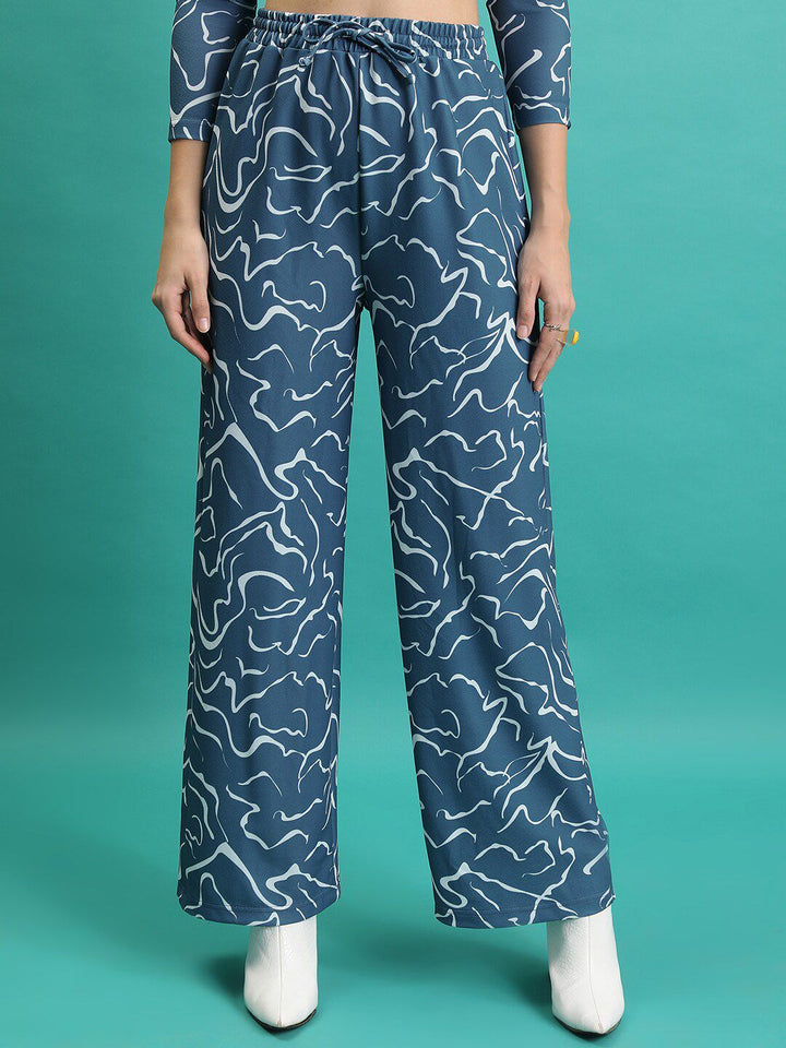 Tokyo Talkies Printed Top With Straight Leg Trousers