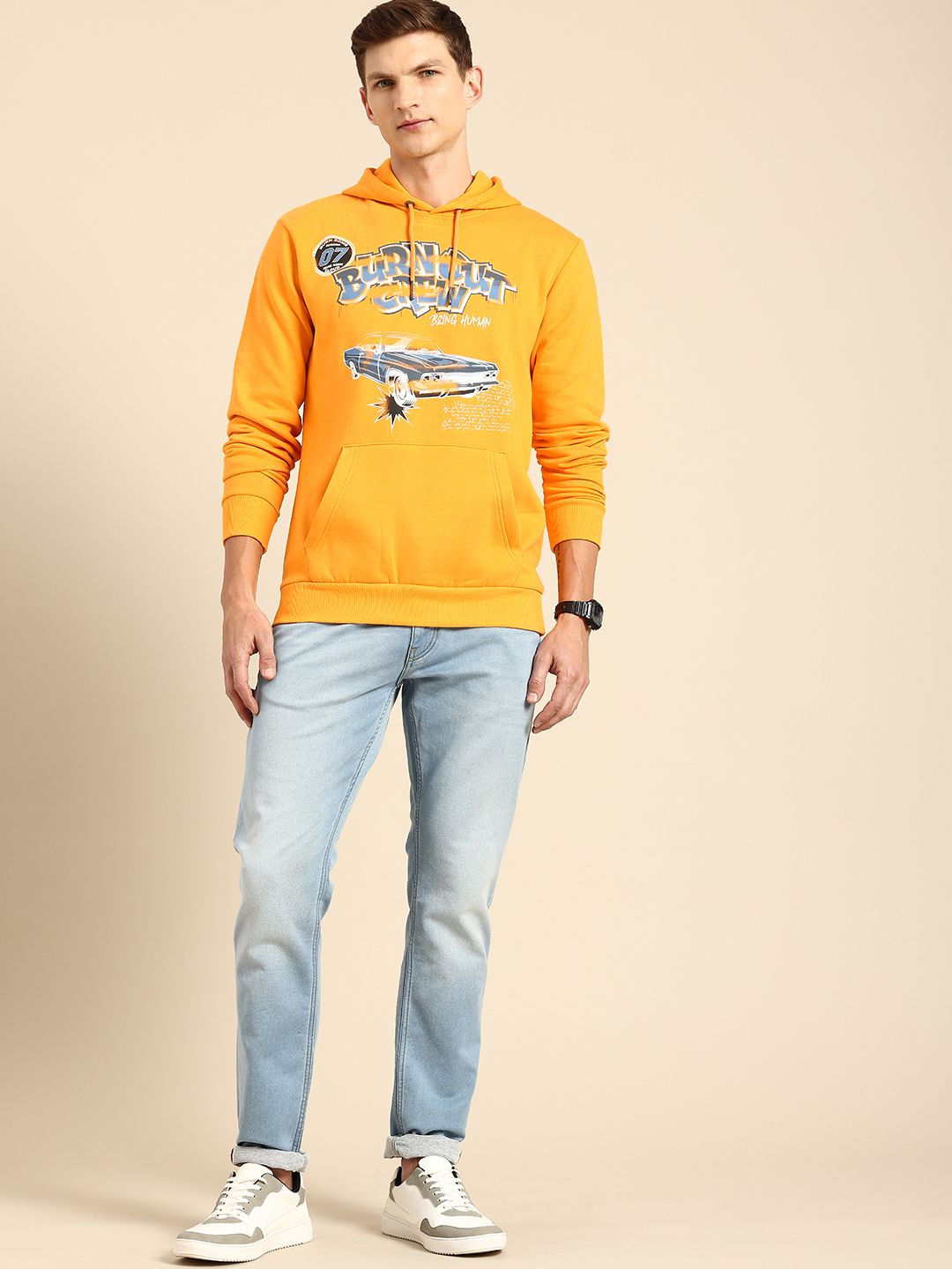 Being Human Brand Logo Printed Hooded Sweatshirt