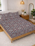 Myntra Elegant Homes Coklat Floral 300 TC Cadar dengan 2 Sarung Bantal