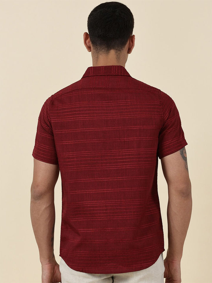 Thomas Scott Men Classic Slim Fit Horizontal Stripes Opaque Printed Casual Shirt