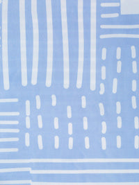 KLOTTHE Blue Geometric Patterned 300 TC Fitted King Bedsheet With 2 Pillow Covers