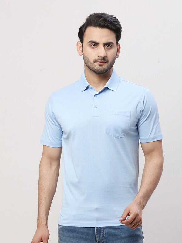 Park Avenue Men Polo Collar Pockets Slim Fit T-shirt