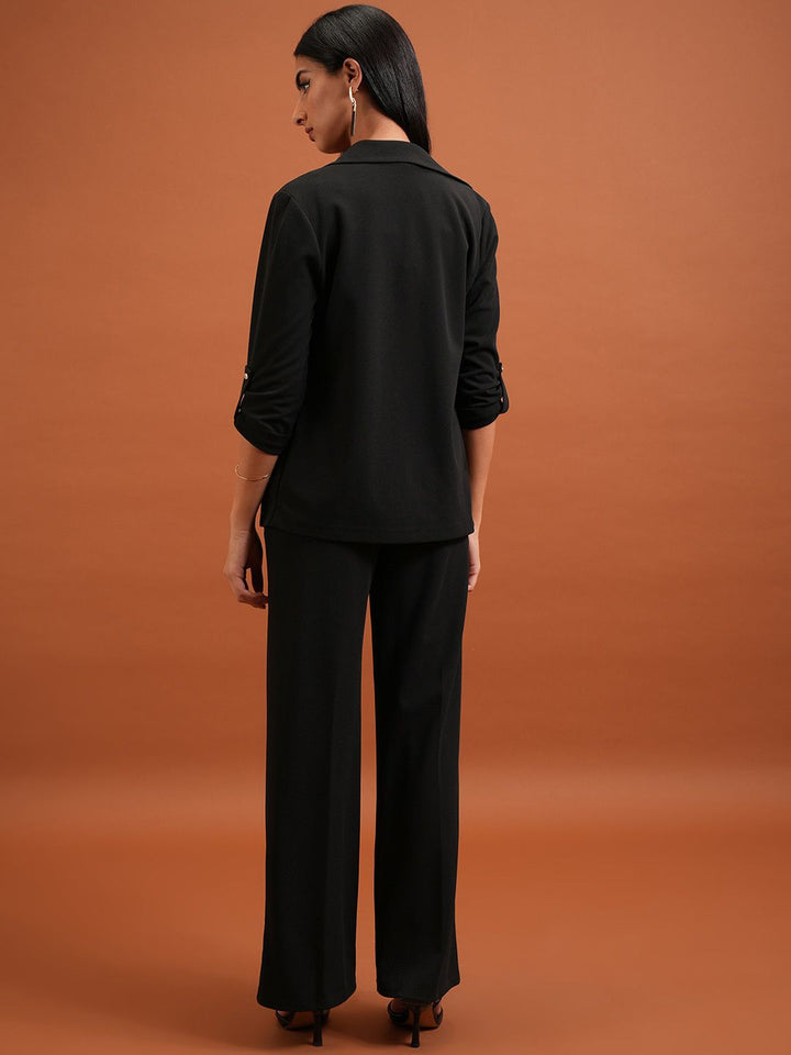 Tokyo Talkies Black Round Neck Top Blazer & Trousers Co-Ords