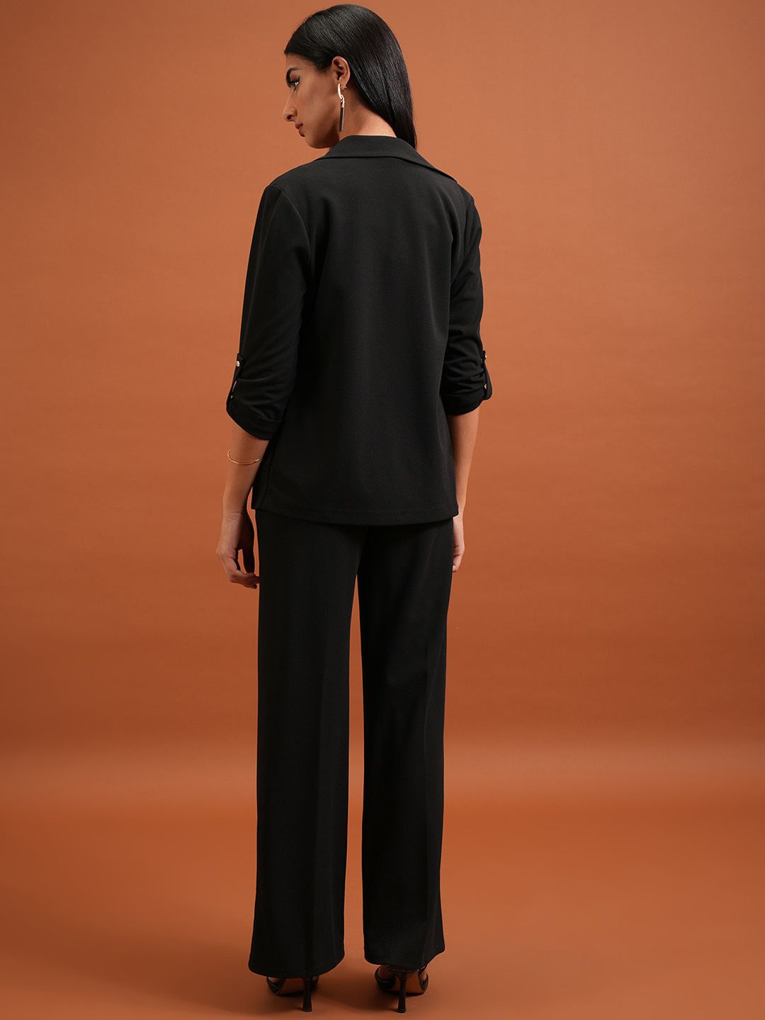 Tokyo Talkies Black Round Neck Top Blazer & Trousers Co-Ords