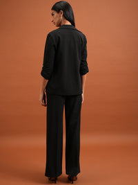 Tokyo Talkies Black Round Neck Top Blazer & Trousers Co-Ords