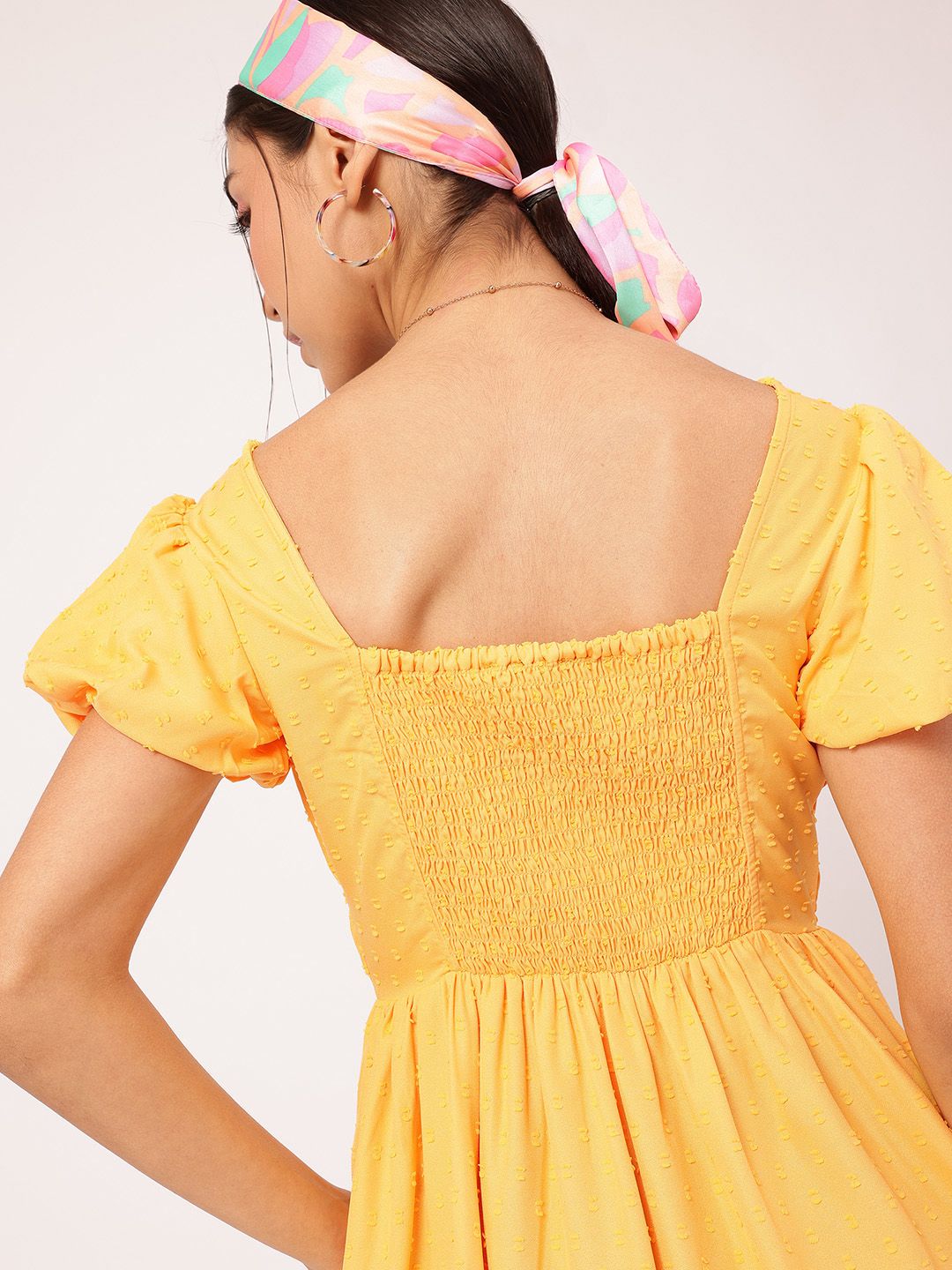 DressBerry Wanderlust Wardrobe Dobby Weave Smocked A-Line Mini Dress