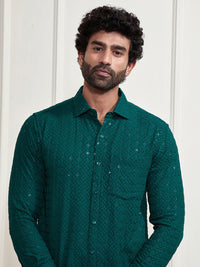 VASTRAMAY Premium Sequinned Embellished Ethnic Shirt