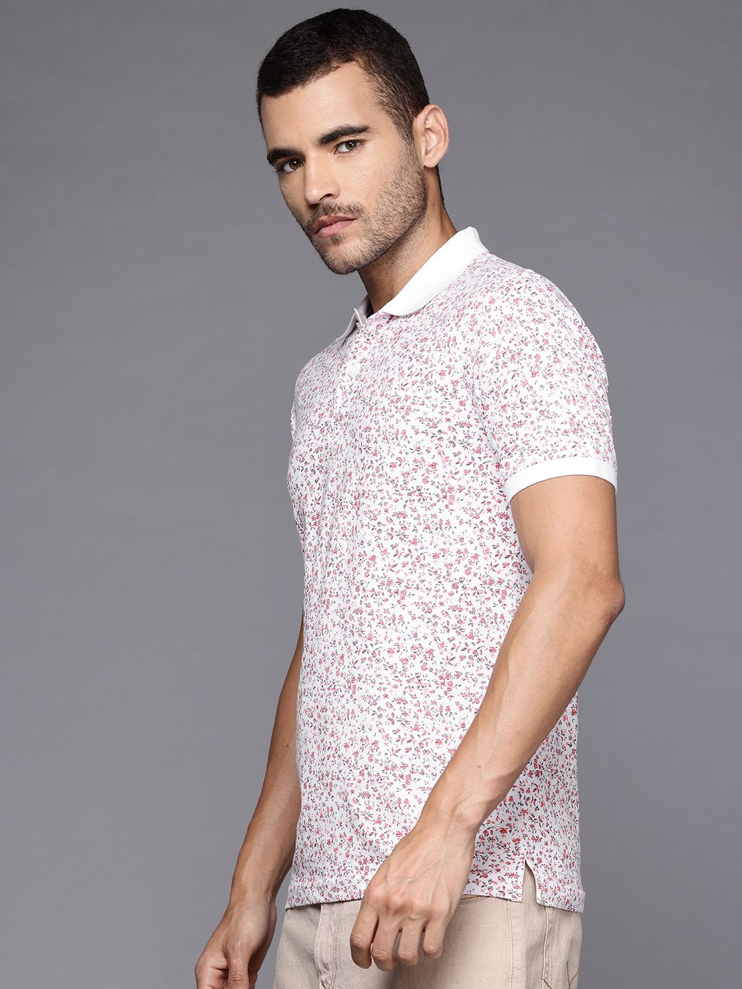 Raymond Printed Polo Collar Pure Cotton Slim Fit T-shirt