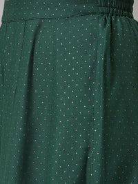 W Women Green Polka Dots Printed Wide Leg Palazzos