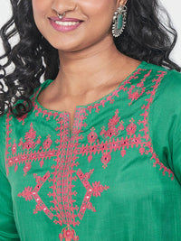 Global Desi Ethnic Motifs Embroidered Straight Kurta With Trouser
