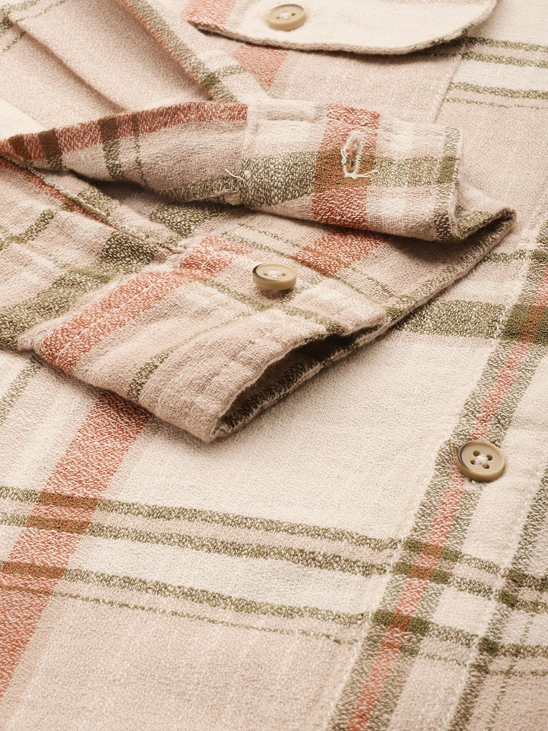 The Indian Garage Co Pure Cotton Slim Fit Checked Casual Shirt