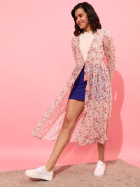STREET 9 Women Printed Longline Tie-Up Shrug