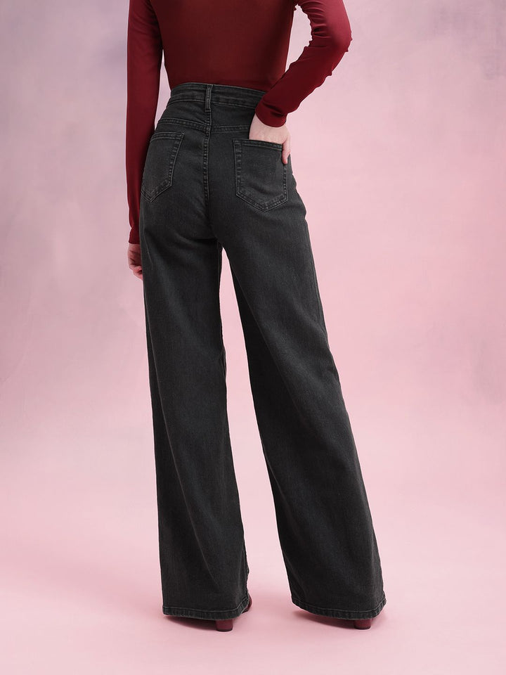 DressBerry Women Mid-Rise Wide Leg Stretchable Jeans