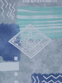 KLOTTHE Blue Geometric Printed 400TC Pure Cotton Double King Bedsheet & Pillow Covers