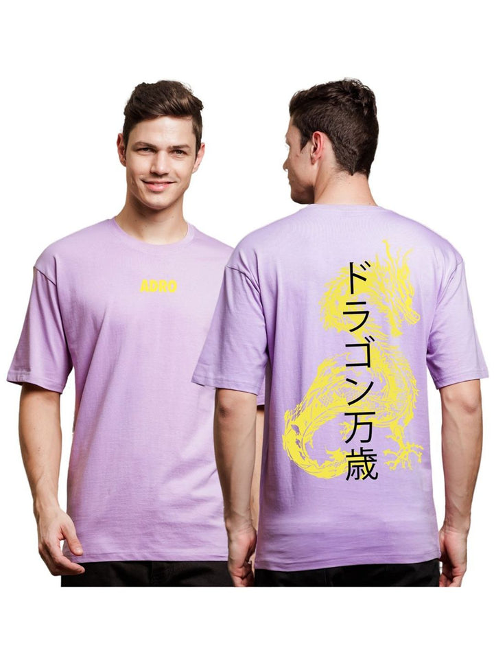 ADRO Men Typography Printed V-Neck Extended Sleeves Raw Edge T-shirt