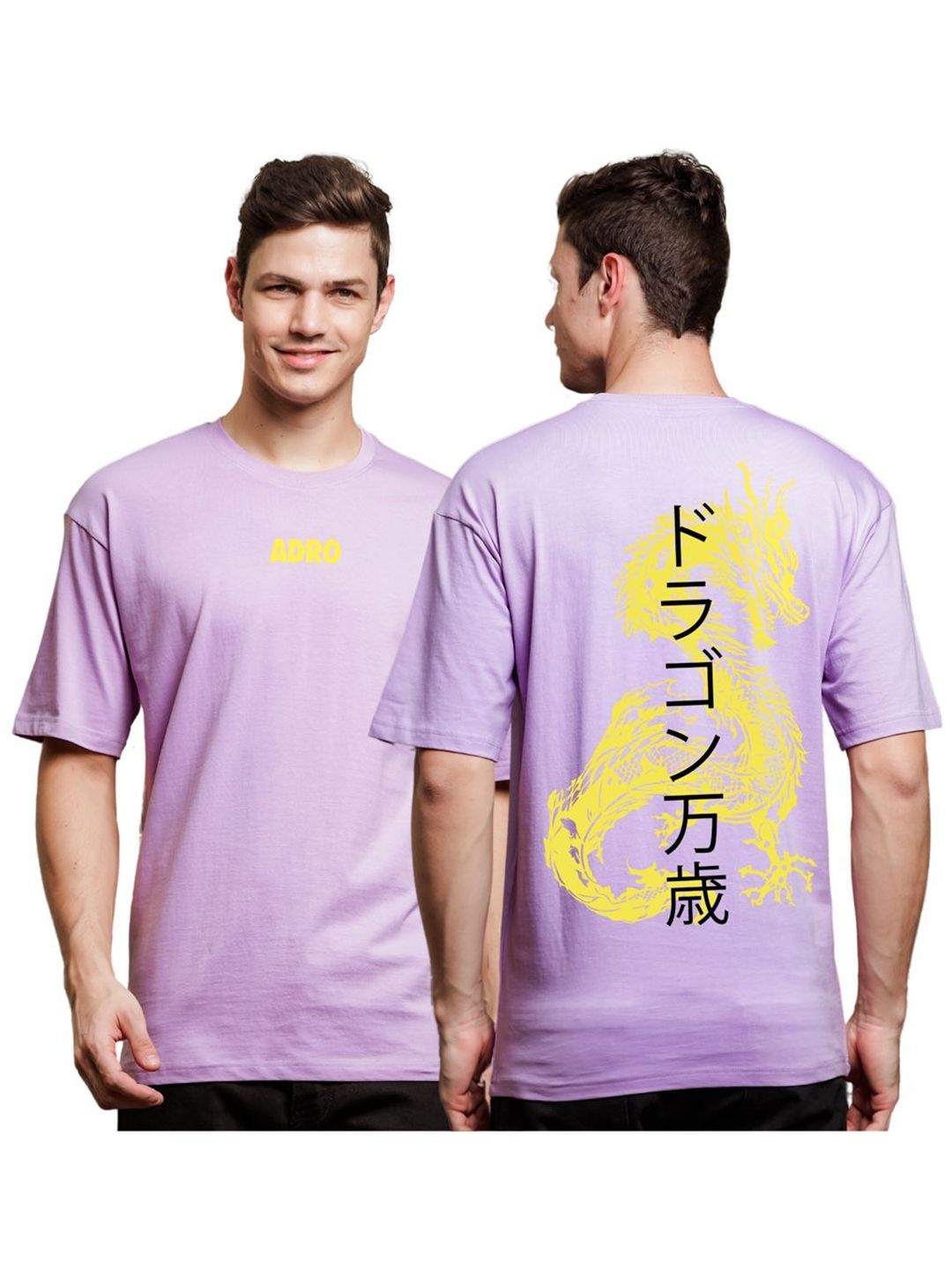 ADRO Men Typography Printed V-Neck Extended Sleeves Raw Edge T-shirt