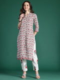 Indo Era Paisley Printed Pure Cotton Kurta with Trousers