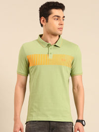 Being Human Striped Polo Collar Pure Cotton T-shirt