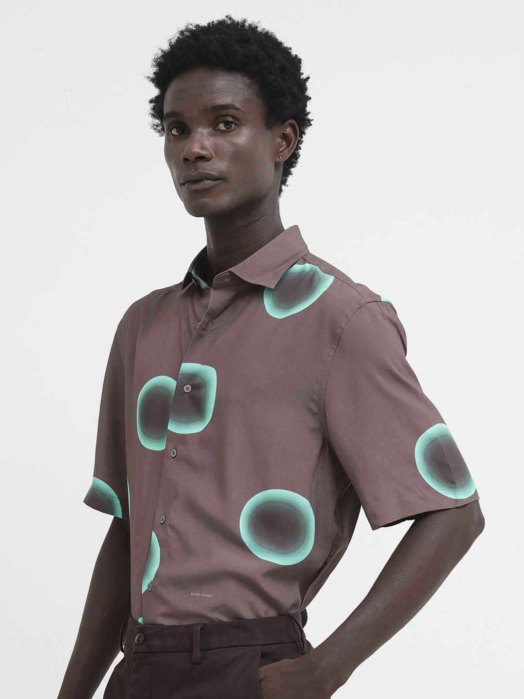 RARE RABBIT Men Poblur Boxy Standard Opaque Shirt