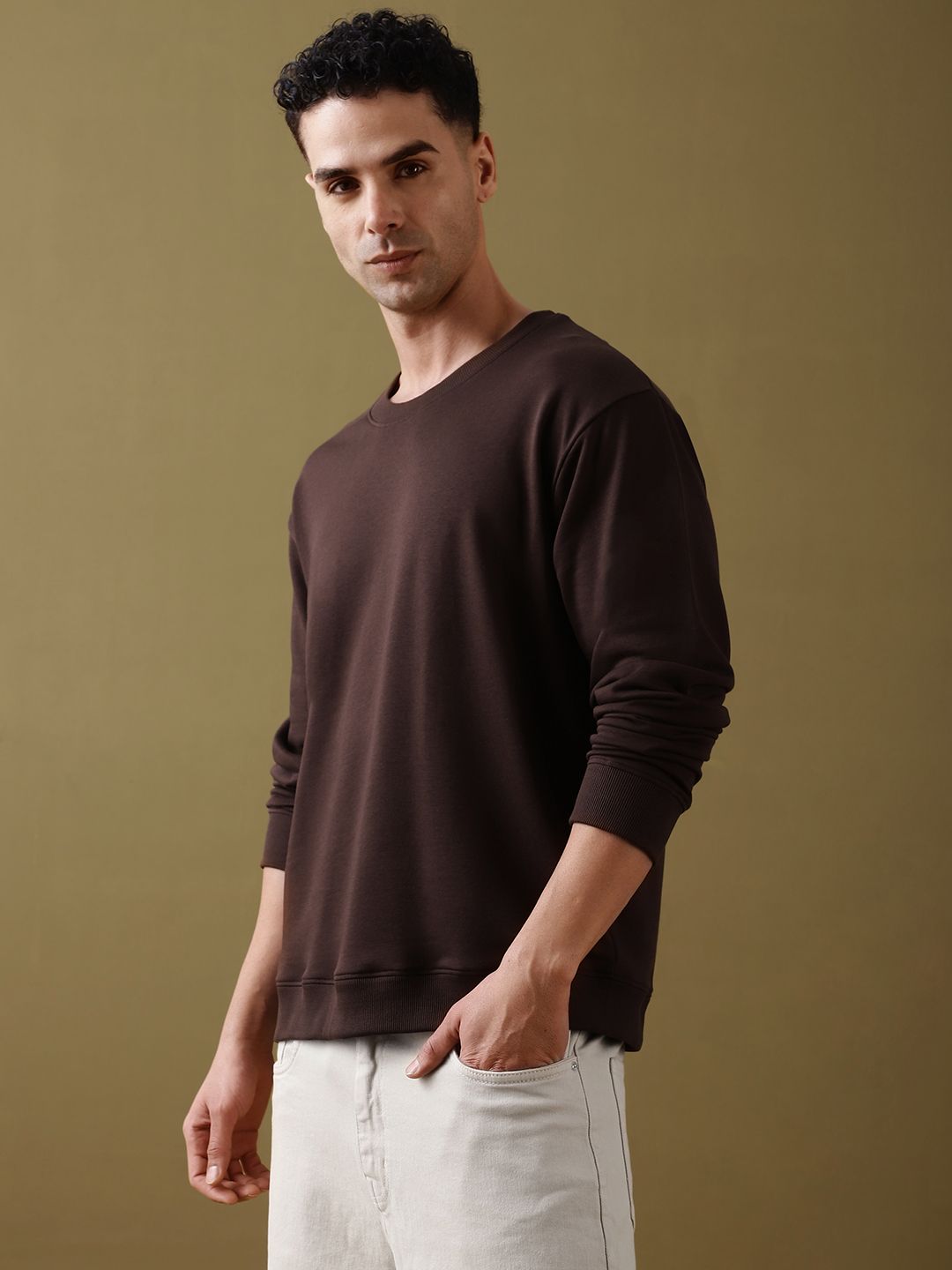 DILLINGER Men Oversized Ultra Soft Drapey Cotton Long Sleeve Crew Neck T-Shirt