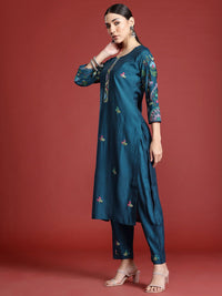 Indo Era Women Floral Embroidered Thread Work Kurta with Trousers & With Dupatta