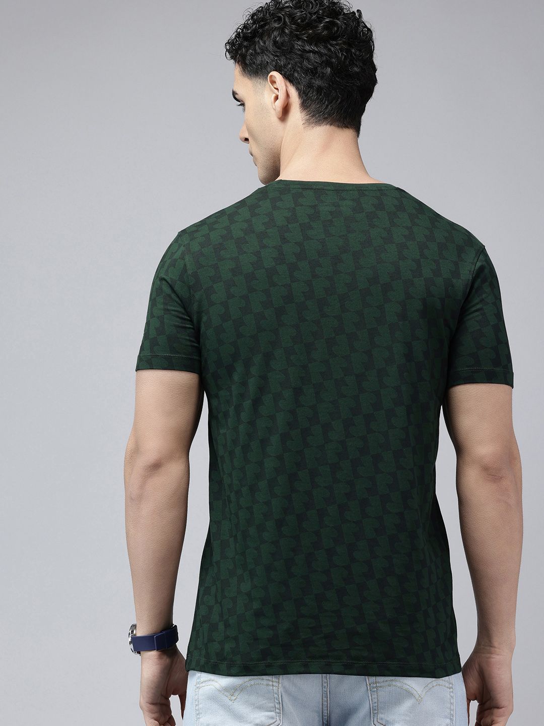 SPYKAR Geometric Printed Slim Fit T-shirt