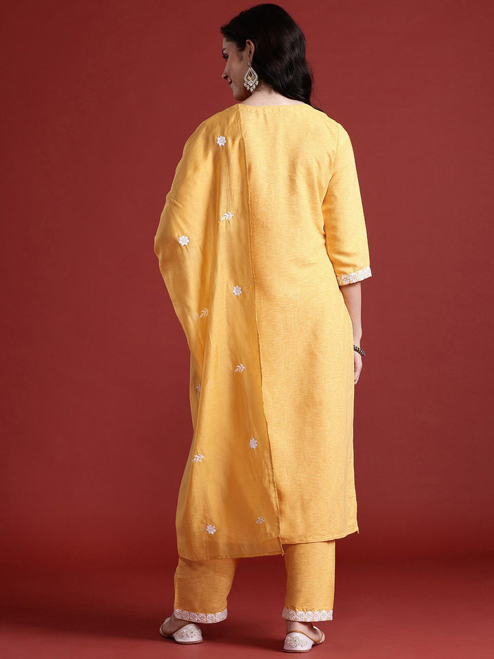 Anouk Yoke Design Regular Sequinned Kurta with Trousers &  Dupatta