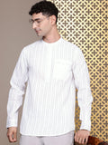 House of Pataudi Band Collar Striped Rozana Kurta