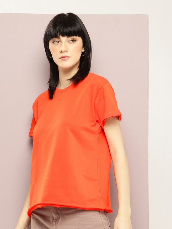 DILLINGER Women Ultra Soft Drapey Cotton Crew Neck Boxy T-Shirt