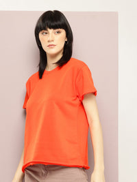 DILLINGER Women Ultra Soft Drapey Cotton Crew Neck Boxy T-Shirt