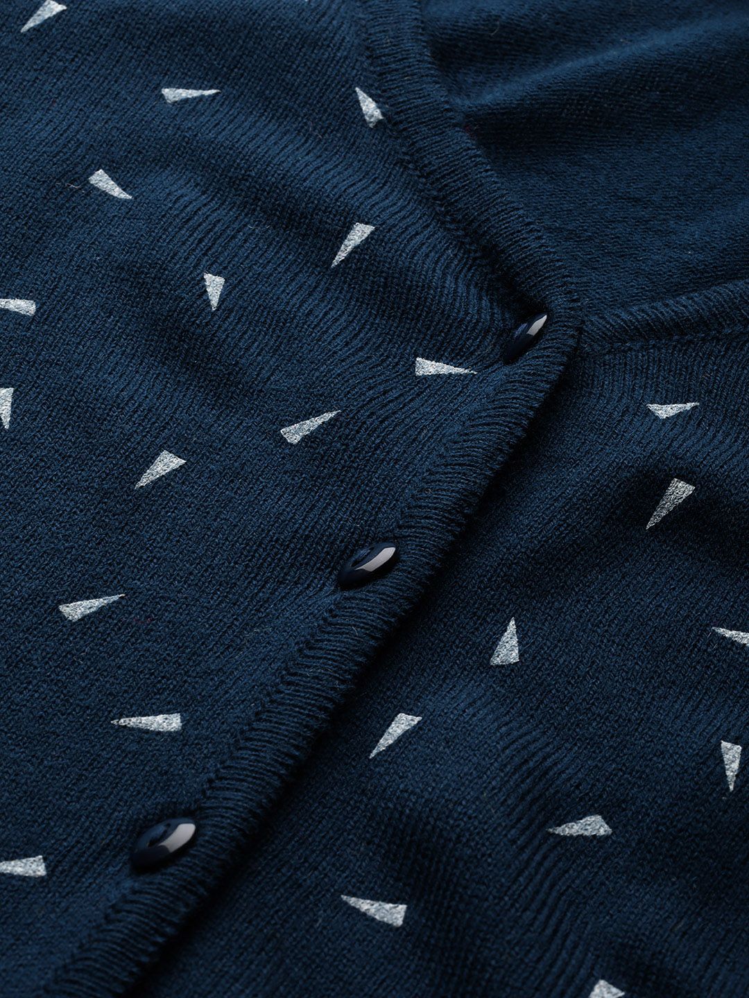 DressBerry Women Navy Blue Printed Cardigan