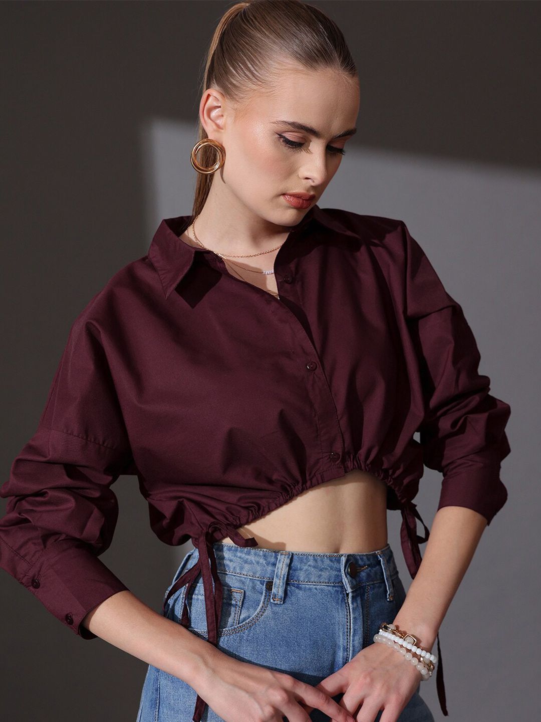 STREET 9 Shirt Style Crop Top