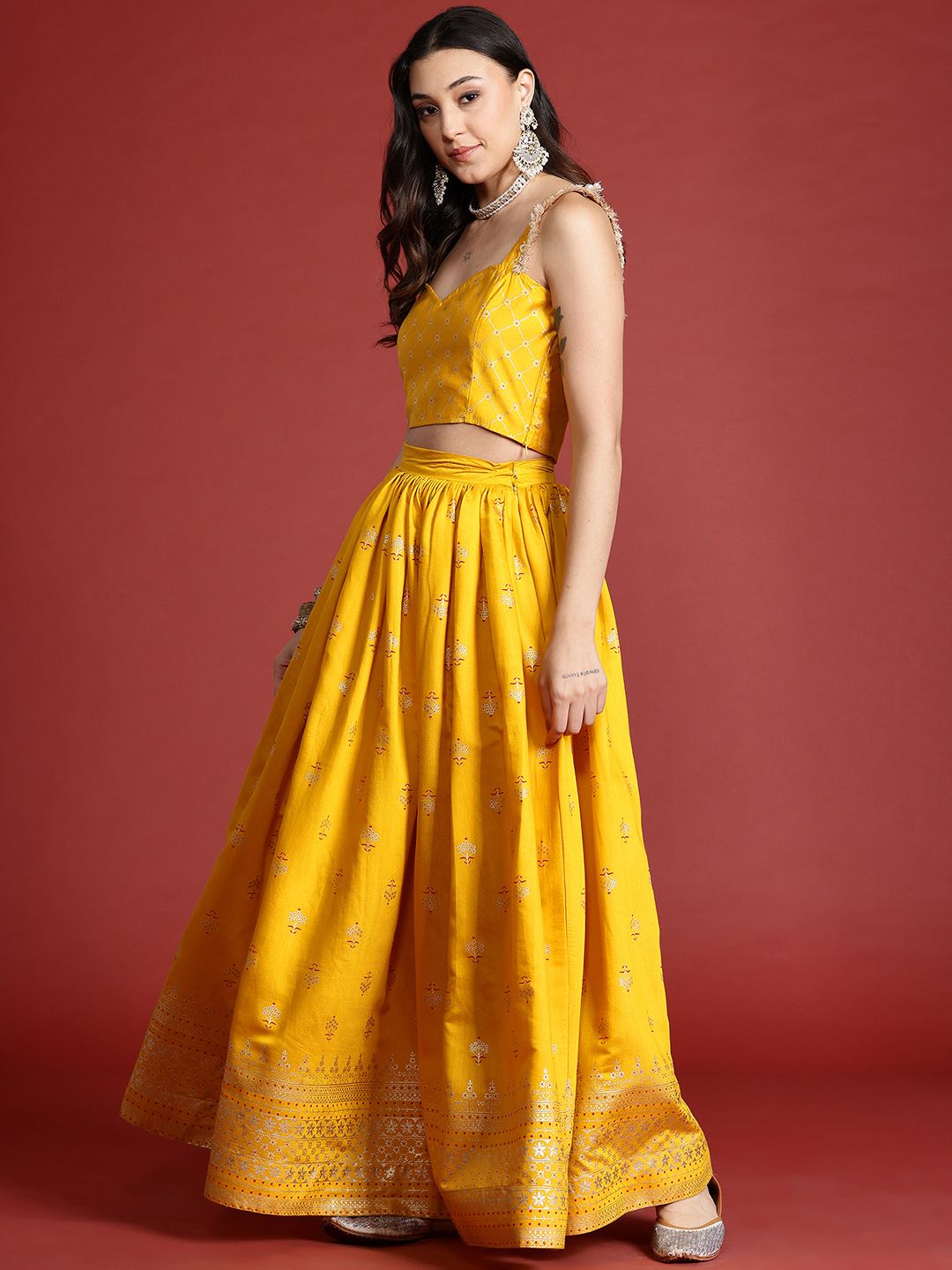 Anouk Foil Print Ready to Wear Lehenga Choli with Dupatta