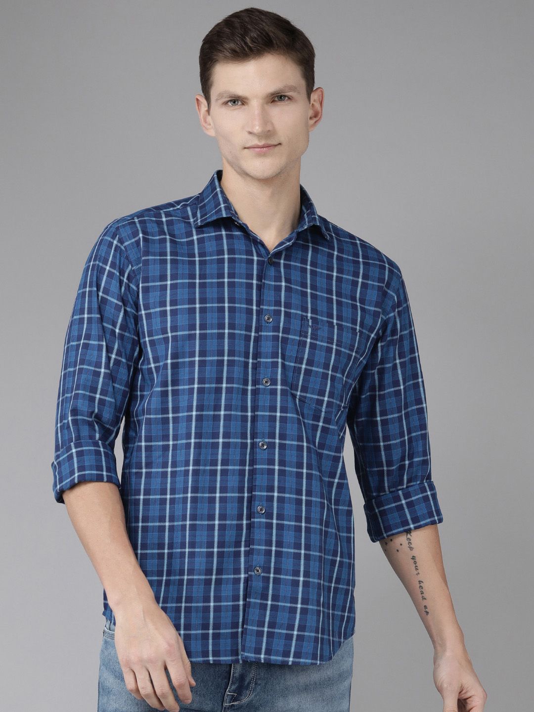Park Avenue Men Slim Fit Tartan Checks Opaque Pure Cotton Casual Shirt