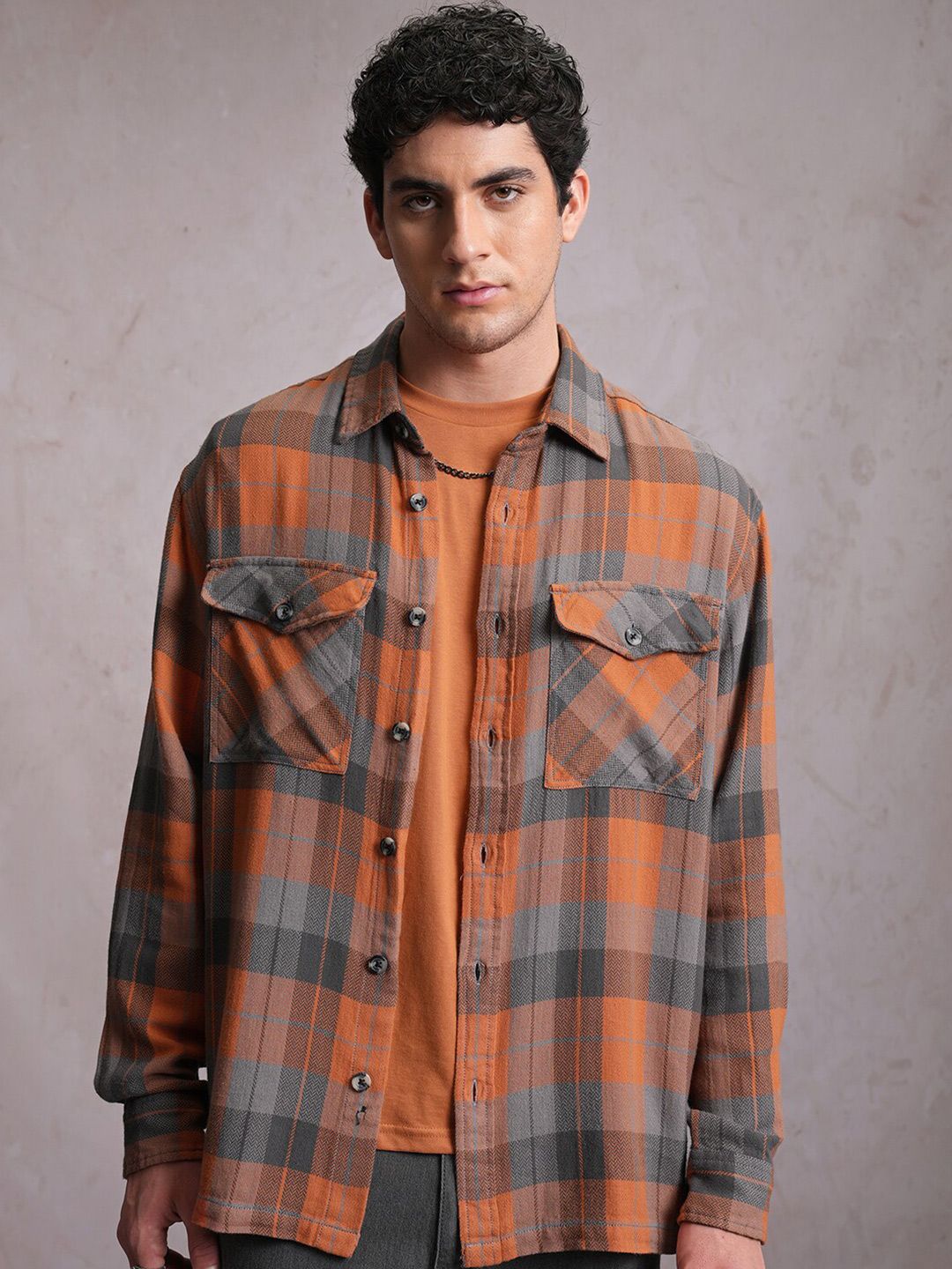 Locomotive Dobby Textured Checked Utility Pocket Overshirt
